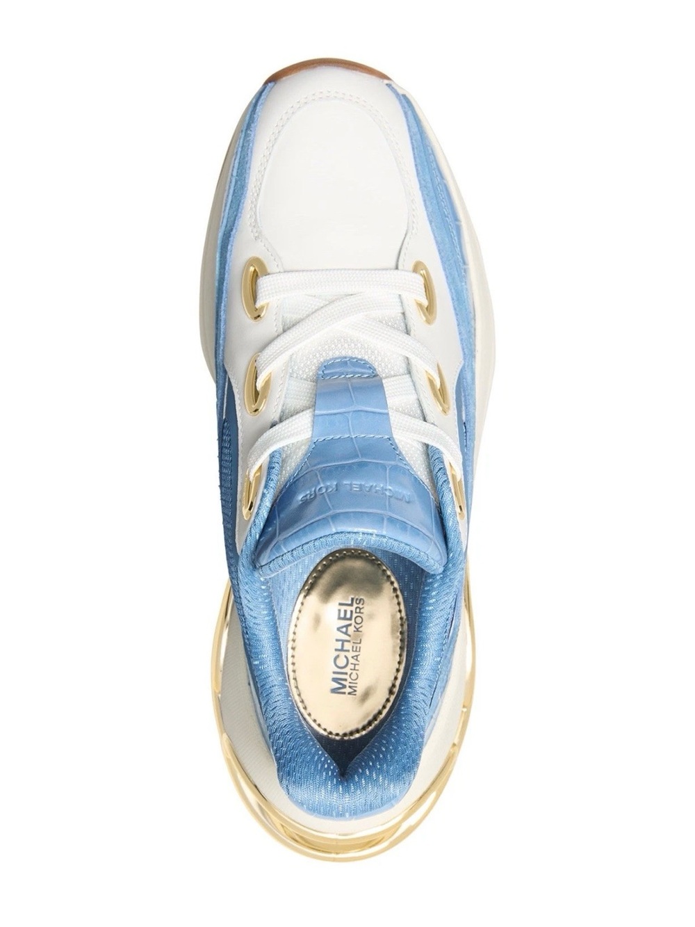 Michael Kors Women's Light Blue and White Platform Sneakers - Picture 4 of 7